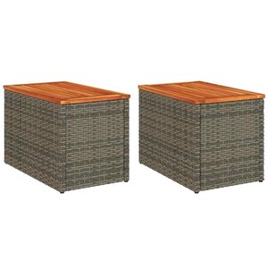 vidaXL Tables d'appoint de jardin 2 Pièces gris rotin bois massif