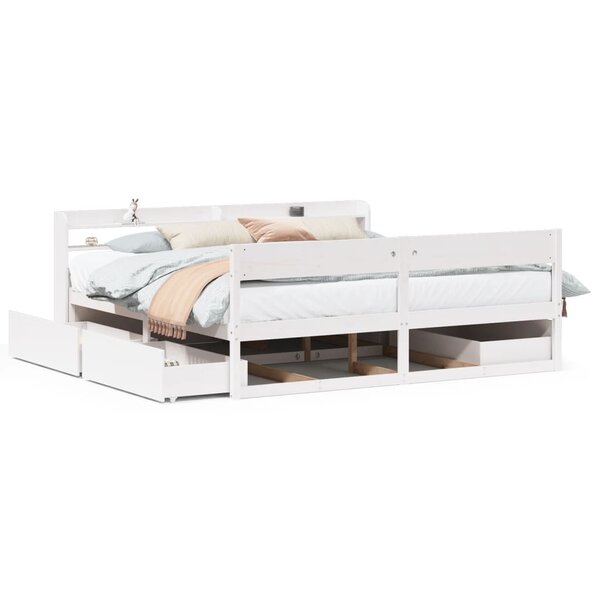 vidaXL Cadre de lit sans matelas blanc 200x200 cm bois massif de pin