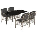 vidaXL Ensemble à manger de jardin et coussins 5 Pièces gris clair rotin