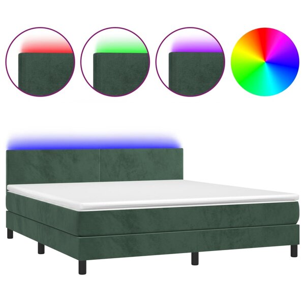vidaXL Sommier à lattes de lit avec matelas LED Vert foncé 160x200 cm