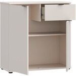 Petit meuble de rangement- buffet 2 portes 1 tiroir - Sable - 80 1 x 34 1 x 82 3 cm