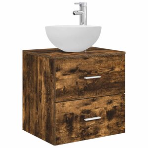 vidaXL Meuble lavabo mural Chêne fumé 49 5 x 35 x 63 cm