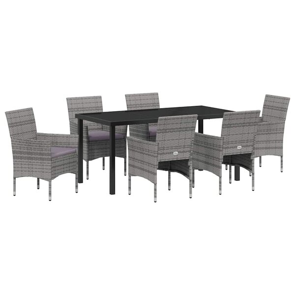 vidaXL Ensemble de salle à manger pour jardin 7 Pièces Gris polyrotin