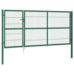 vidaXL Portail de clôture de jardin avec poteaux 350x140 cm Acier Vert