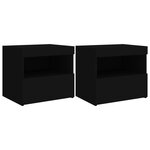vidaXL Tables de chevet avec lumières LED 2 Pièces noir 50x40x45 cm