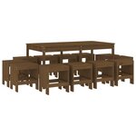 vidaXL Ensemble à manger de jardin 13 Pièces marron miel bois pin massif