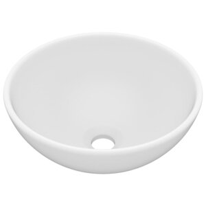 vidaXL Lavabo rond de salle de bain Blanc mat 32 5x14 cm Céramique