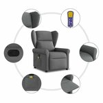 vidaXL Fauteuil inclinable de massage en tissu gris foncé