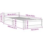 vidaXL Cadre de lit sans matelas blanc bois massif 90x190 cm