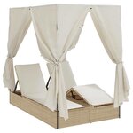 vidaXL Transat double Réglable Beige 205 x 129 x 200 cm polyrotin