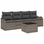vidaXL Ensemble de canapé de jardin 5 Pièces Gris Poly rotin