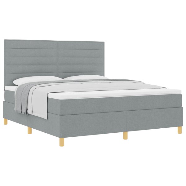 vidaXL Lit à ressorts avec matelas Gris clair 180 x 200 cm tissu