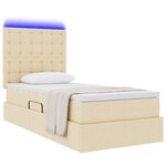 vidaXL Lit de rangement LED avec matelas Crème 100 x 200 cm Tissu