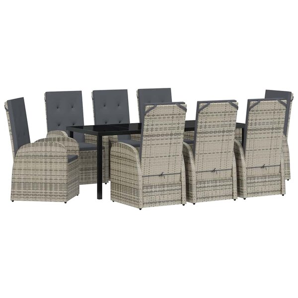 vidaXL Ensemble de salle à manger pour jardin 9 Pièces Gris polyrotin