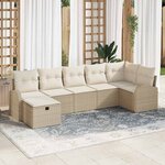 vidaXL Ensemble de canapé de jardin avec coussin 7 Pièces beige et crème