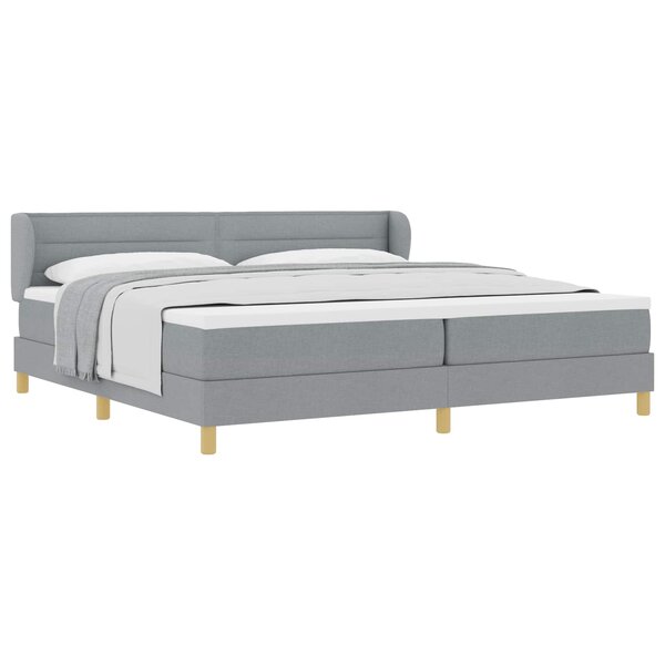 vidaXL Lit à ressorts avec matelas Gris clair 200 x 200 cm tissu