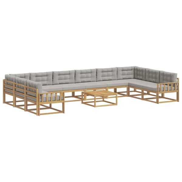 vidaXL Ensemble de canapés d'extérieur 11 Pièces Blanc et gris clair
