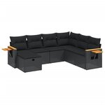 vidaXL Salon de jardin 7 Pièces avec coussins noir résine tressée