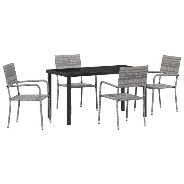 vidaXL Ensemble de jardin de 5 pièces en gris poly rattan