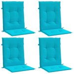 vidaXL Coussins de chaise à dossier bas lot de 4 turquoise tissu