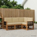 vidaXL Ensemble de canapés d'extérieur 4 Pièces Naturel et Beige