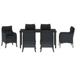 vidaXL Ensemble de salle à manger pour jardin 7 Pièces Noir Poly rotin