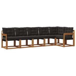 vidaXL Ensemble de canapés d'extérieur 6 Pièces Naturel et Noir