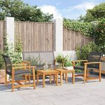 vidaXL Salon de jardin 5 Pièces noir résine tressée et bois d'acacia