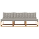 vidaXL 3 Pièce Sofa de milieu extérieur Bois d'Acacia Massif Naturel