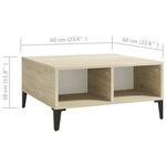 vidaXL Table basse blanc et chêne sonoma 60x60x30 cm bois d'ingénierie