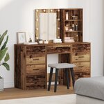 vidaXL Ensemble de Table de Maquillage 3 Pièces avec LED en Finition Bois Ancien