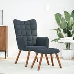 vidaXL Chaise de relaxation avec tabouret Gris foncé Velours