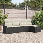 vidaXL Ensemble de repas de jardin 5 pièces avec coussins en poly rotin noir