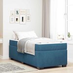 vidaXL Cadre de lit avec matelas Bleu foncé 90 x 200 cm Velours