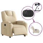 vidaXL Fauteuil inclinable électrique Crème Tissu