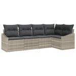 vidaXL Ensemble de canapé de jardin 5 Pièces Gris clair Poly rotin
