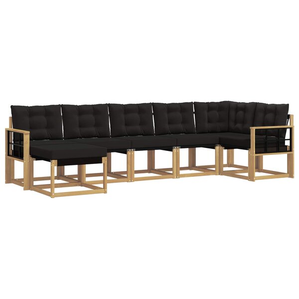 vidaXL Ensemble de canapés d'extérieur 7 pc Blanc et noir