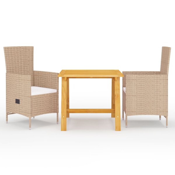 vidaXL Ensemble à manger de jardin 3 Pièces Beige