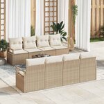 vidaXL Ensemble de canapé de jardin avec coussin 9 Pièces Beige et crème