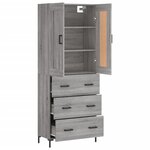 vidaXL Buffet haut Sonoma gris 69 5x34x180 cm Bois d'ingénierie