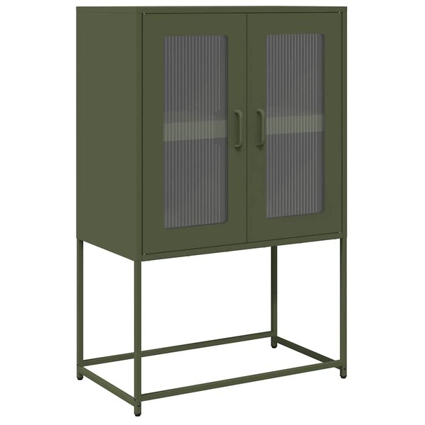 vidaXL Buffet haut vert olive 68x39x107 cm acier