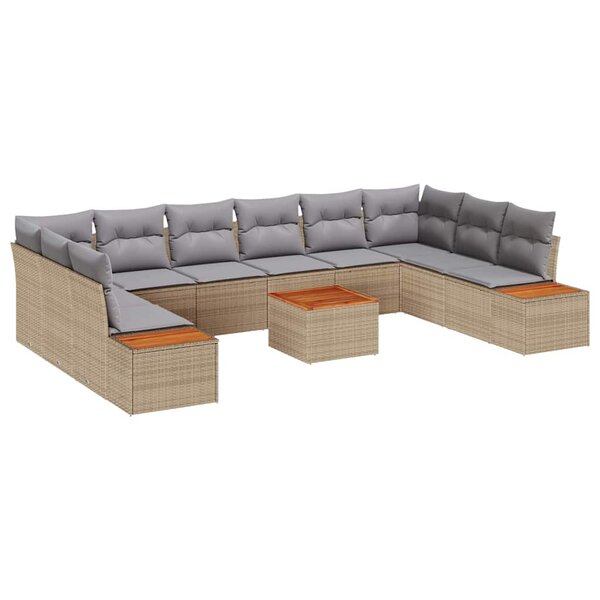vidaXL Ensemble de canapé de jardin 10 Pièces Beige et Gris clair