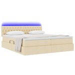 vidaXL Lit de rangement LED avec matelas Crème 180 x 200 cm Tissu