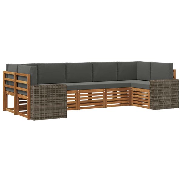 vidaXL Ensemble de canapés d'extérieur 7 pc Naturel et Anthracite