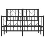 vidaXL Cadre de lit métal avec tête de lit/pied de lit noir 120x190 cm