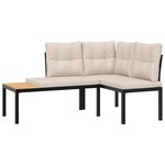 vidaXL Ensemble de banc de jardin avec coussins 4 Pièces noir