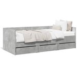 vidaXL Lit de jour et tiroirs gris béton 75x190 cm bois d'ingénierie