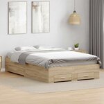 vidaXL Cadre de lit avec tiroirs chêne sonoma 120x190 cm en bois d'ingénierie