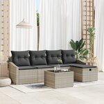 vidaXL Ensemble de Canapé de Jardin 6 pièces avec coussins en poly rotin gris clair