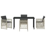 vidaXL Ensemble salle à manger jardin 5 pièces avec coussins gris clair en poly rotin
